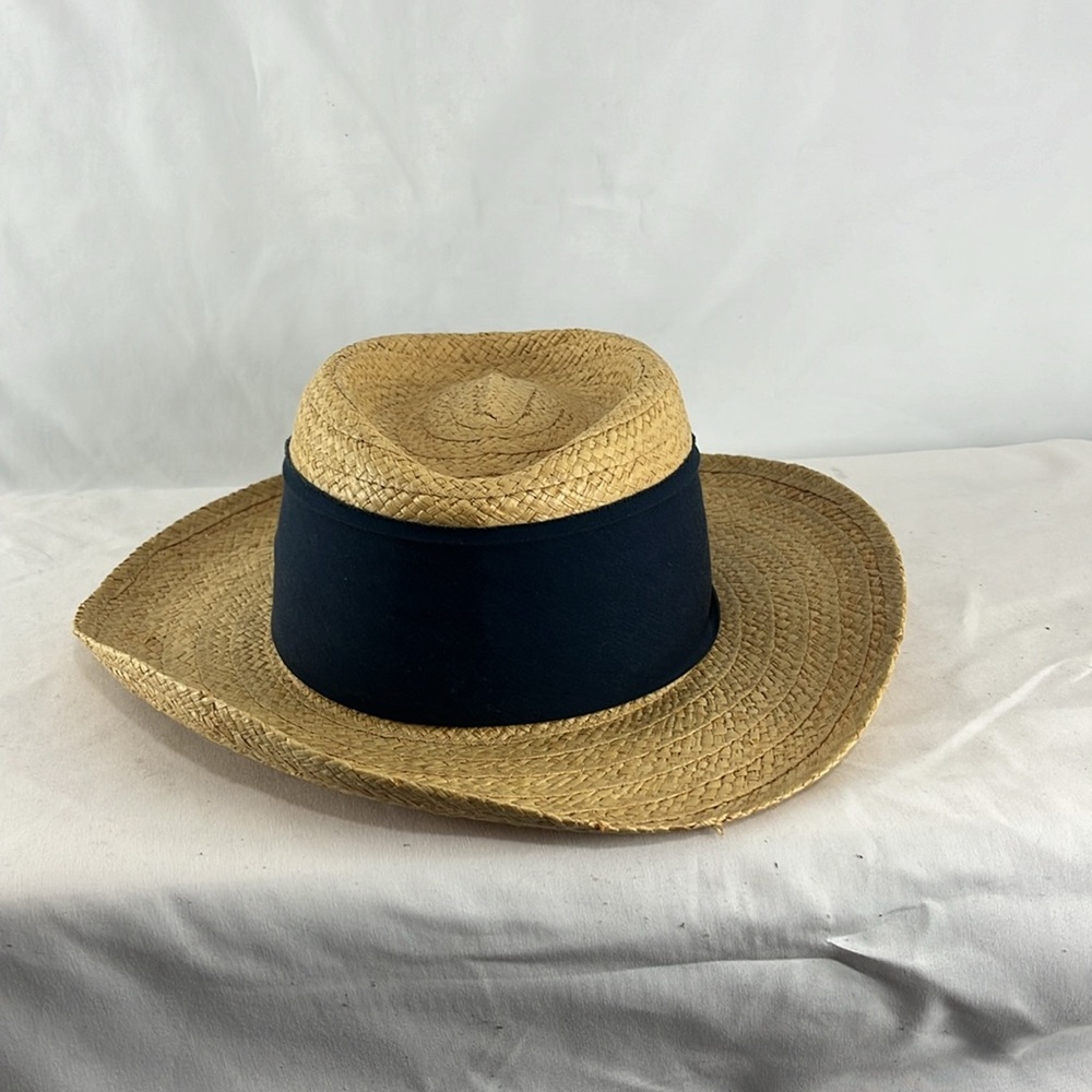 Biltmore Canadian-Made Coquette Girl Straw Hat w/ Navy Bow - Picture 4 of 6